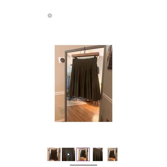 ANTHROPOLOGIE Ellene Faux Leather Pleated Skirt Elastic Waist Olive XS NWT - Picture 7 of 8